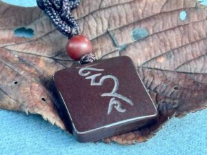 觀音種子字 ཧྲཱིཿ 紅碧玉 玉珮 Avalokiteshvara/Guanyin/Chenrezig Seed Syllable Red Jasper