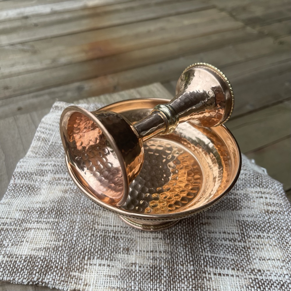 【印度手工鍛造 紅銅 藏式護法杯】（中款）Handforged Copper Serkyem Offering Set — Dharma Protector Cup