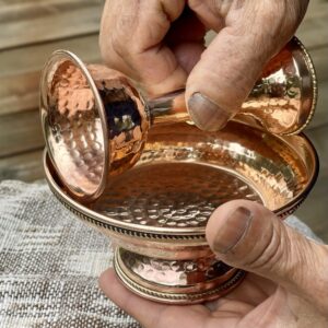 【印度手工鍛造 紅銅 藏式護法杯】（中款）Handforged Copper Serkyem Offering Set — Dharma Protector Cup
