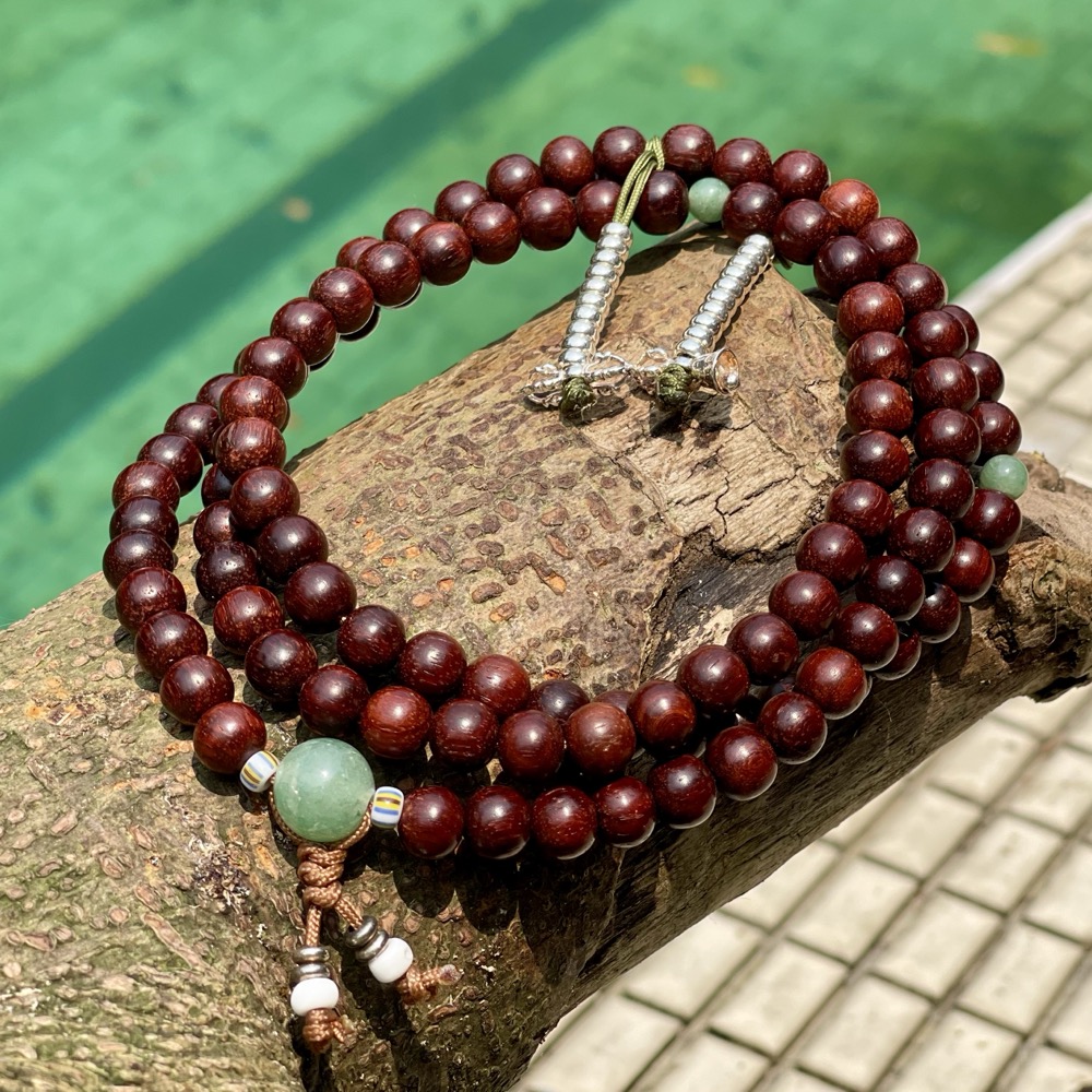 【印度紅檀 - 手串獨具款 6mm念珠】Authentic Indian Red Sandalwood Mala - Unique Taiwan Hand-Strung